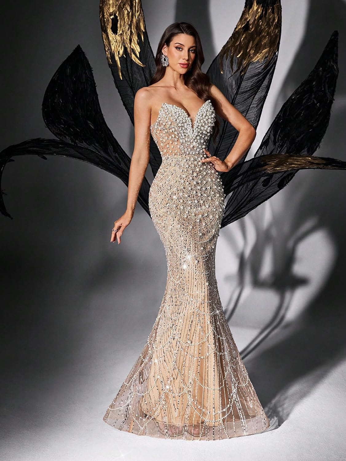 Luxurious Beaded Mermaid Evening Gown